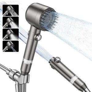 New Filtered Shower Head with Handheld,High Pressure Shower Head 4 Spray Modes